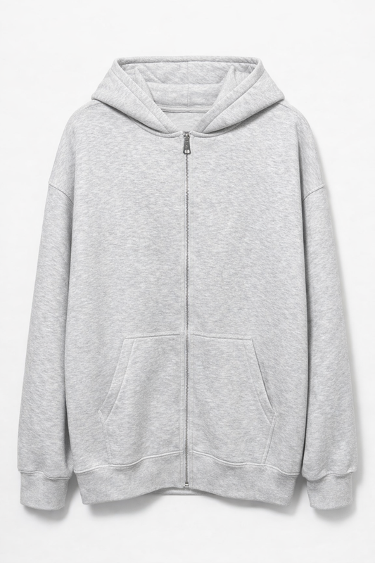 Heather Zipped Oversized Hoodie