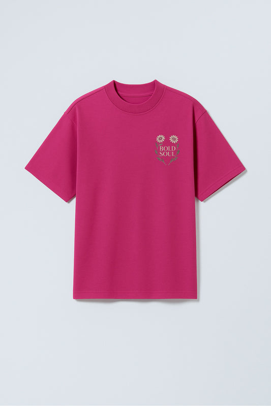 Fuchsia Designed Oversized T-Shirt